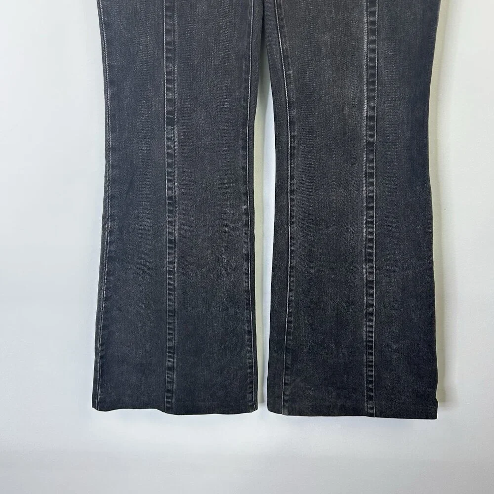 Express 70s Flare Jeans Women’s Size 6 Long 6L Black Mid‎ Rise - Picture 6 of 12